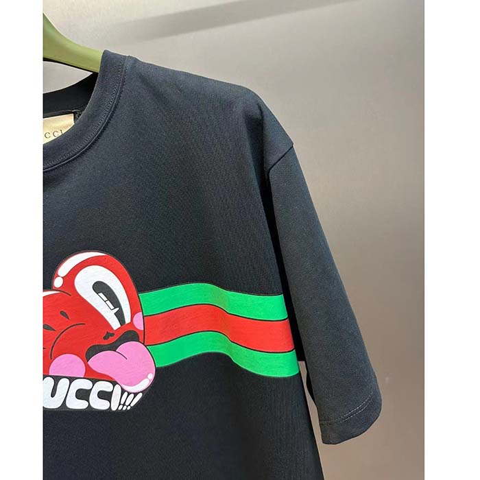 Gucci Women GG Cotton Jersey T-Shirt Print Black Crewneck Short Sleeves