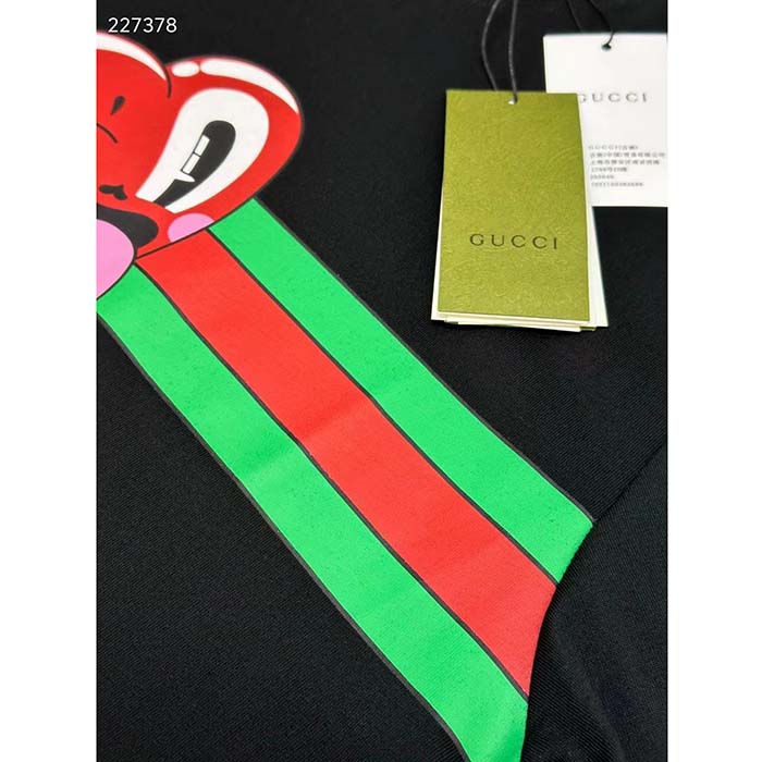 Gucci Women GG Cotton Jersey T-Shirt Print Black Crewneck Short Sleeves