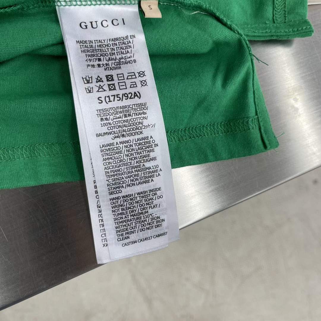 Gucci Men GG Cotton Polo Interlocking G Green Short Sleeves Chest Pocket
