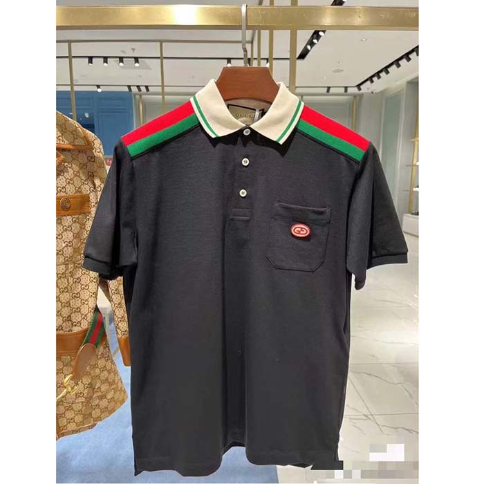 Gucci Women GG Cotton Polo Interlocking G Short Sleeves Chest Pocket