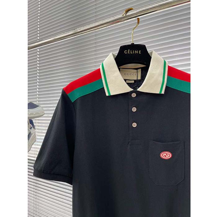 Gucci Women GG Cotton Polo Interlocking G Short Sleeves Chest Pocket