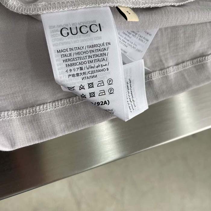 Gucci Men GG T-Shirt Gucci Print Crewneck Short Sleeves Oversize Fit