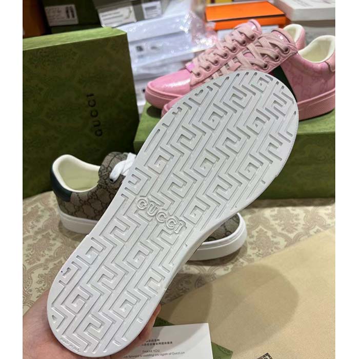 Gucci Unisex Ace Sneaker Web Beige GG Supreme Canvas Low Heel
