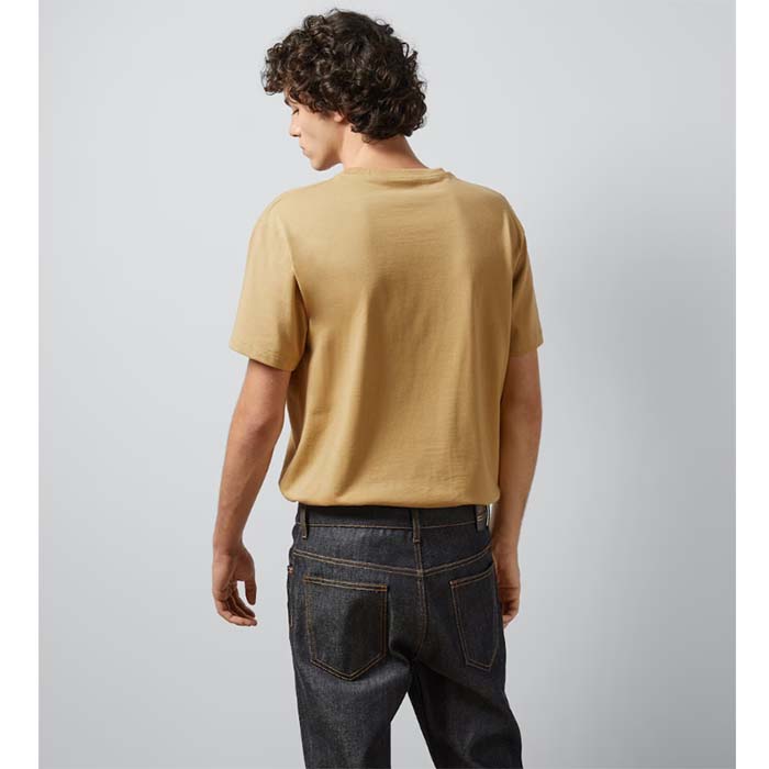 Gucci Men GG Cotton Jersey Printed T-Shirt Camel Crewneck Short Sleeves