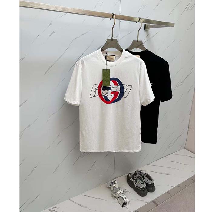 Gucci Women GG Cotton Jersey Printed T-Shirt Crewneck Short Sleeves