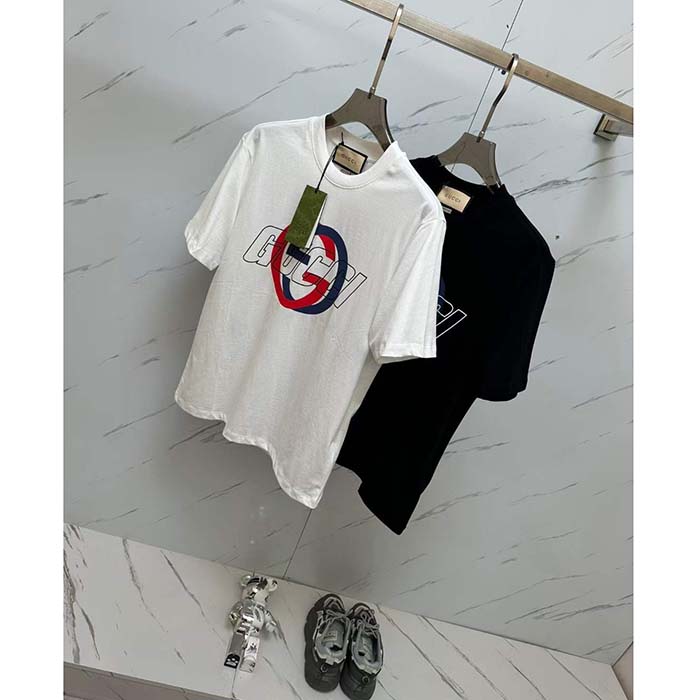 Gucci Women GG Cotton Jersey Printed T-Shirt Crewneck Short Sleeves