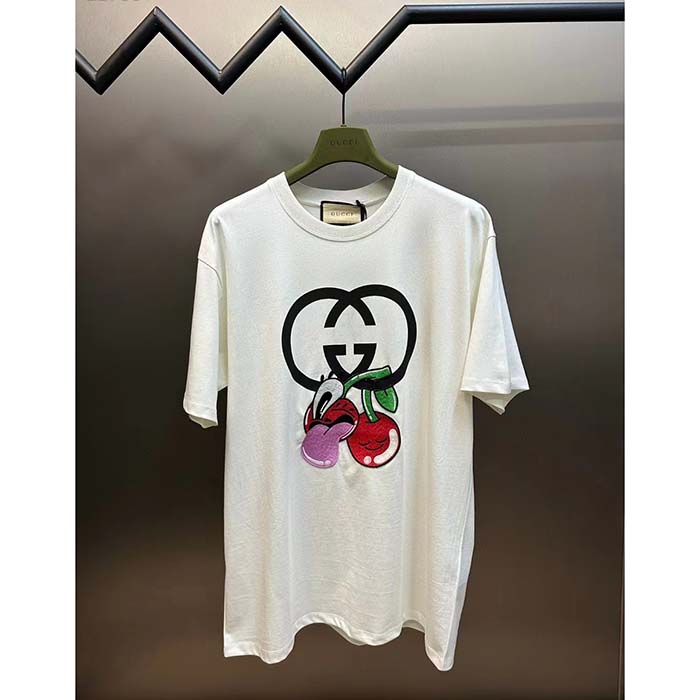 Gucci Men GG Cotton Jersey Printed T-Shirt Crewneck Short Sleeves