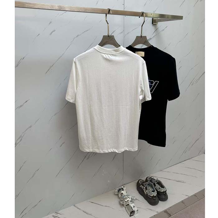 Gucci Women GG Cotton Jersey Printed T-Shirt Crewneck Short Sleeves