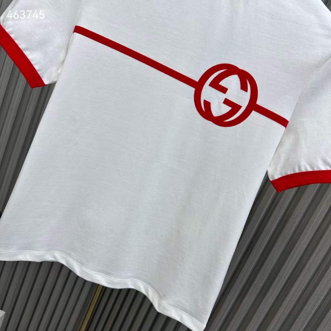 Gucci Women GG Cotton Jersey Printed T-Shirt Crewneck Short Sleeves White