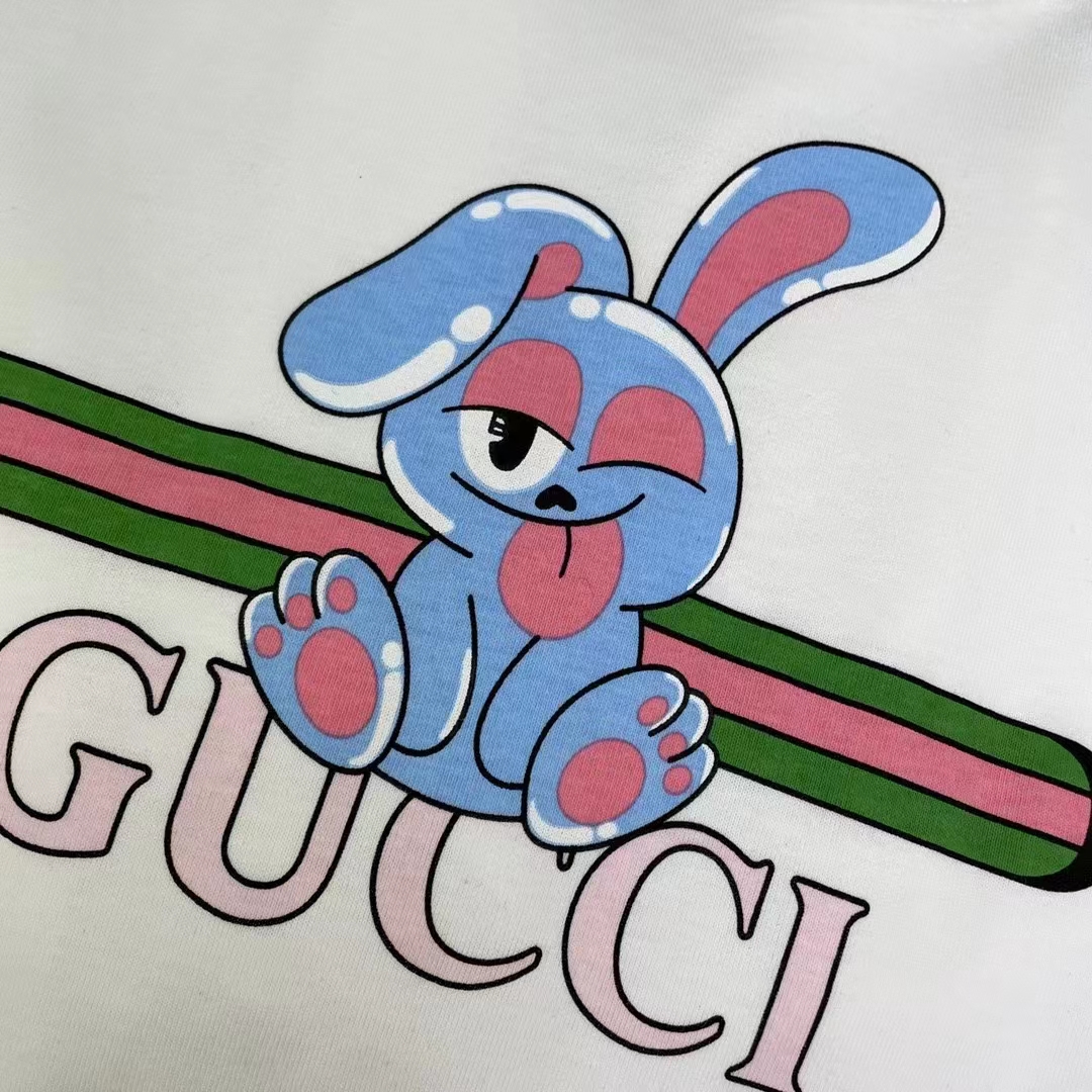Gucci Women GG Cotton Jersey Printed T-Shirt White Crewneck Short Sleeves