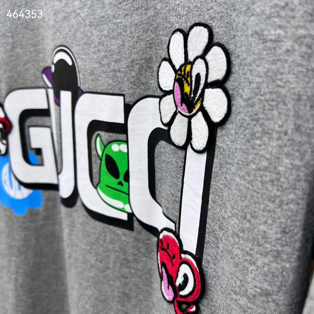 Gucci Women GG Cotton Jersey T-Shirt Gucci Print Crewneck Short Sleeves