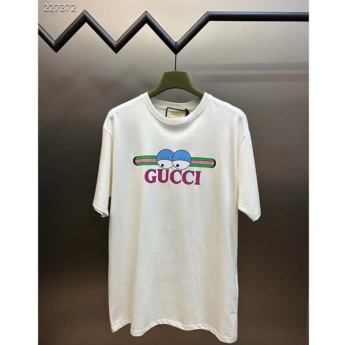 Gucci Men GG Cotton Jersey T-Shirt Print White Crewneck Short Sleeves