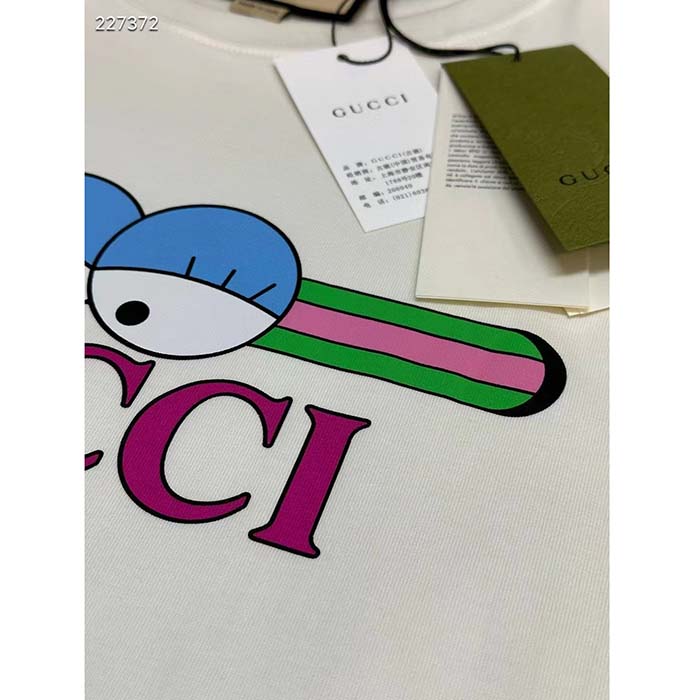 Gucci Men GG Cotton Jersey T-Shirt Print White Crewneck Short Sleeves