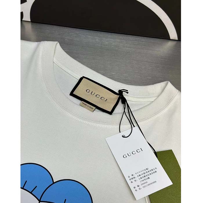 Gucci Men GG Cotton Jersey T-Shirt Print White Crewneck Short Sleeves