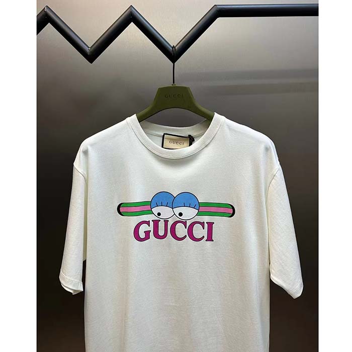 Gucci Men GG Cotton Jersey T-Shirt Print White Crewneck Short Sleeves
