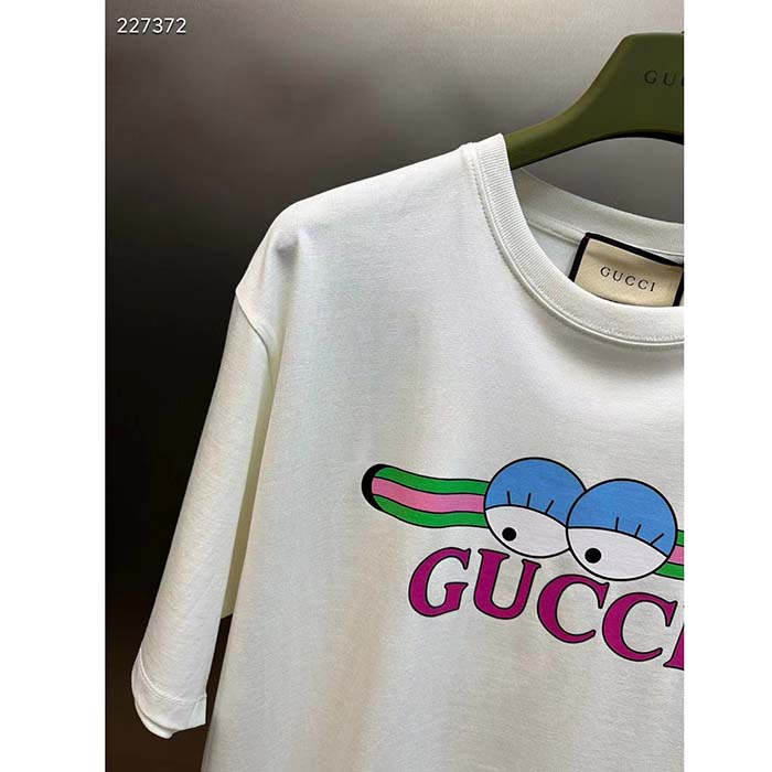Gucci Men GG Cotton Jersey T-Shirt Print White Crewneck Short Sleeves