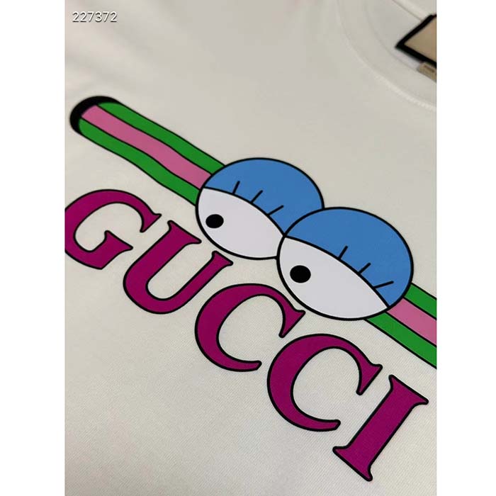 Gucci Men GG Cotton Jersey T-Shirt Print White Crewneck Short Sleeves