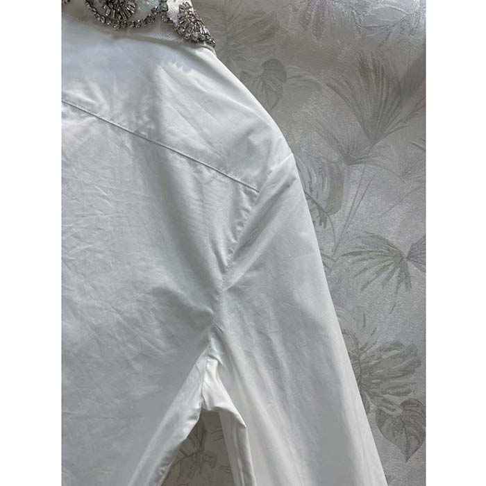 Gucci Men GG Cotton Poplin Shirt Embroidery Long Sleeves Concealed Placket