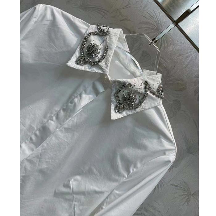 Gucci Men GG Cotton Poplin Shirt Embroidery Long Sleeves Concealed Placket