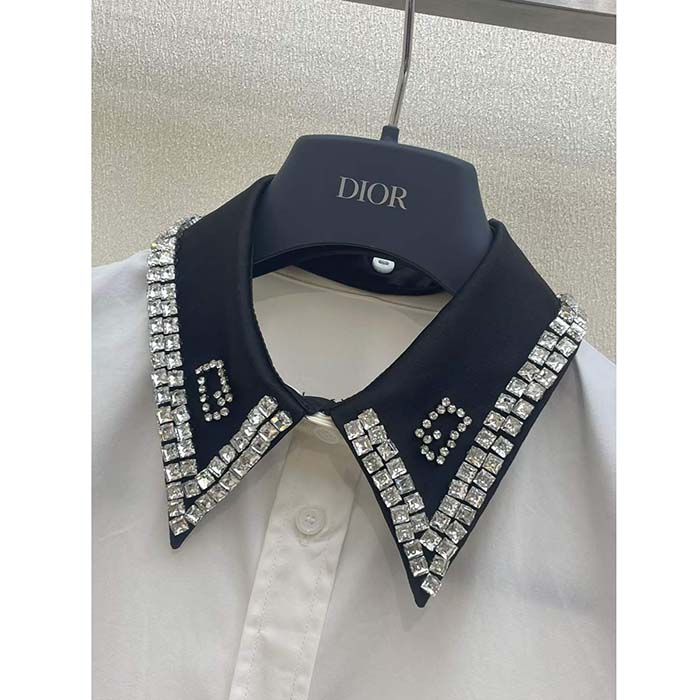 Gucci Men GG Cotton Shirt Detachable Collar White Poplin Long Sleeves