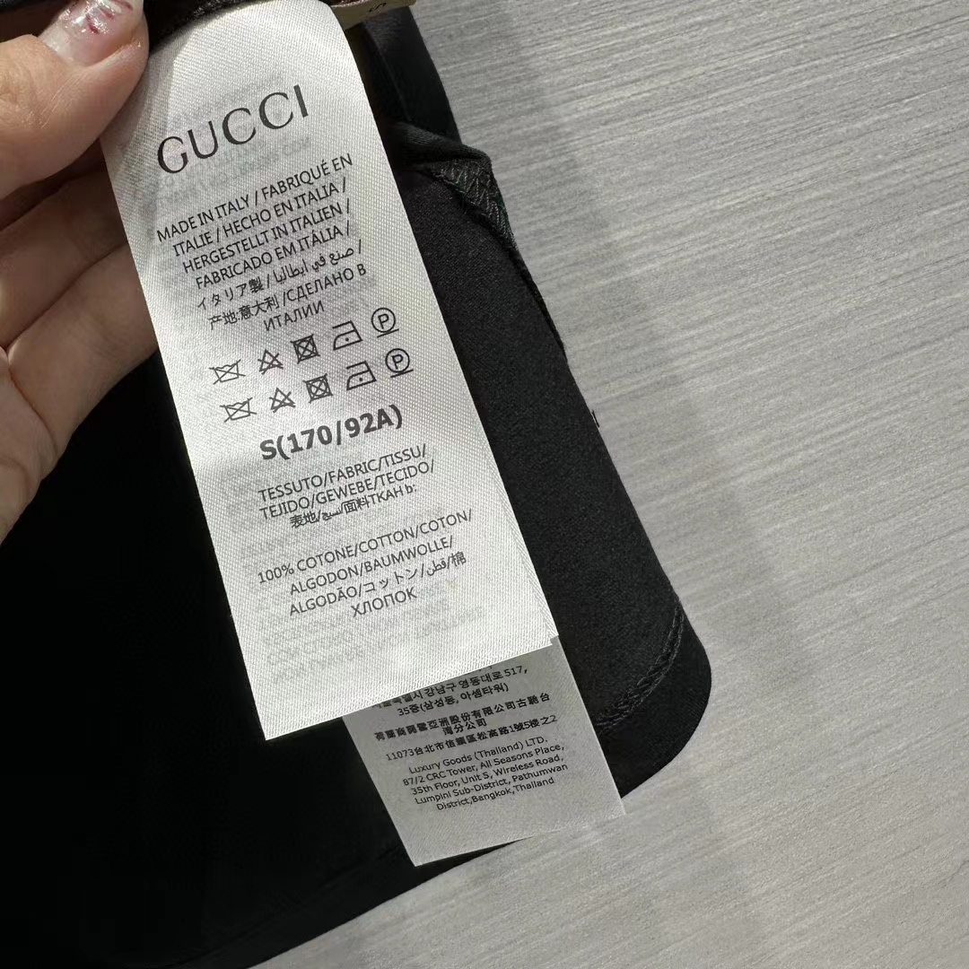 Gucci Women GG Light Cotton Jersey Shirt Black Crystal Short Sleeves