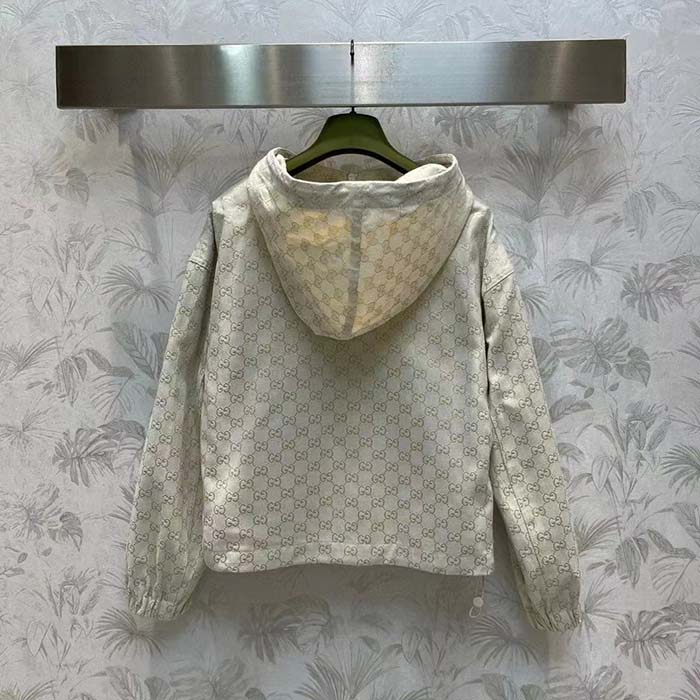 Gucci Women Jumbo GG Canvas Puffer Jacket Cotton Lined High Neck