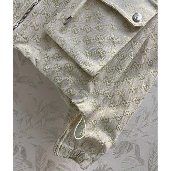 Gucci Women Jumbo GG Canvas Puffer Jacket Cotton Lined High Neck