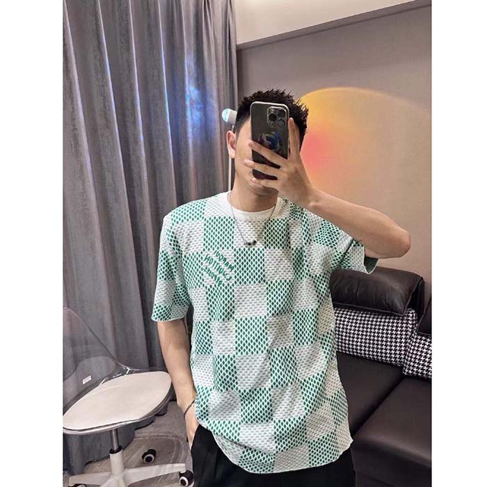 Louis Vuitton LV Men Damier Knitted Short-Sleeved Crewneck Regular Fit 1AFIX4