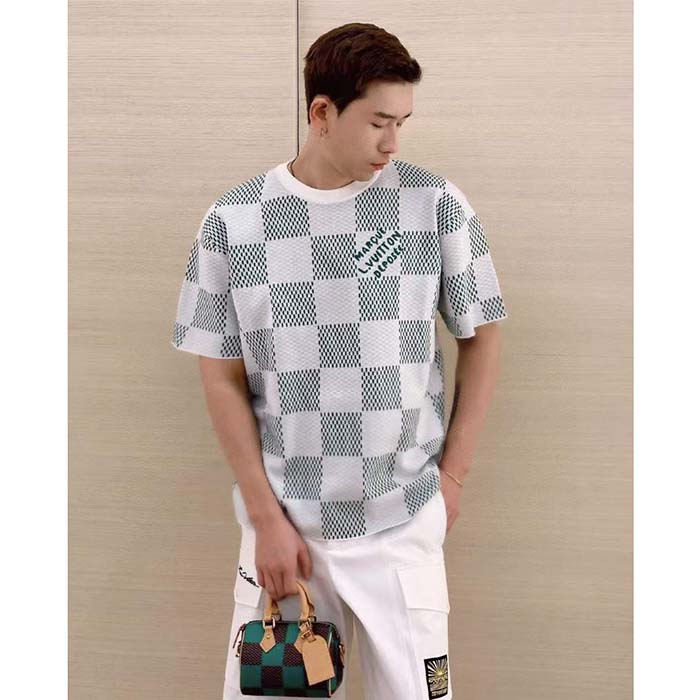 Louis Vuitton LV Men Damier Knitted Short-Sleeved Crewneck Regular Fit 1AFIX4
