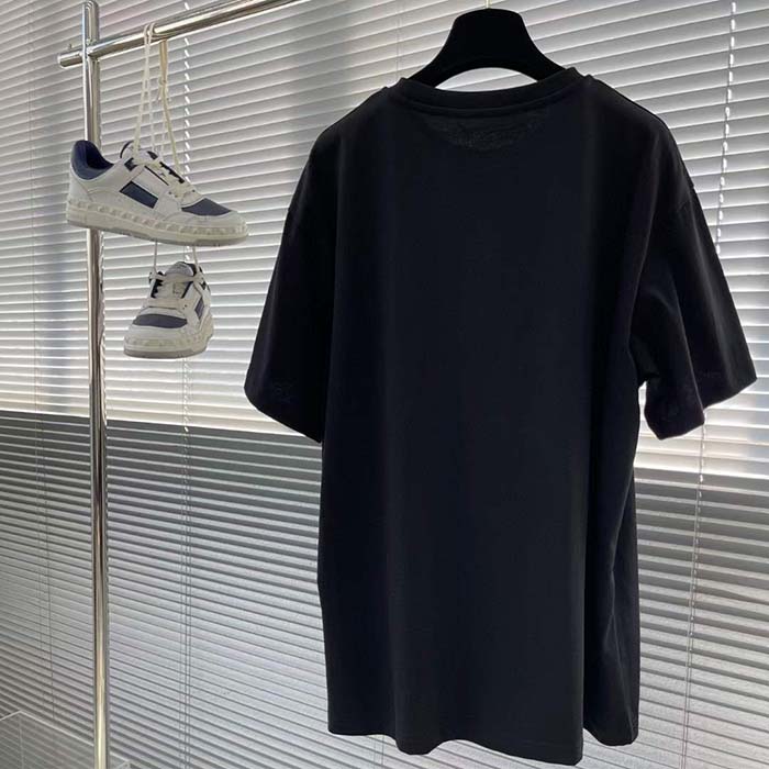 Louis Vuitton LV Men Embroidered Signature Cotton T-Shirt Ribbed Collar Black 1AFJFH