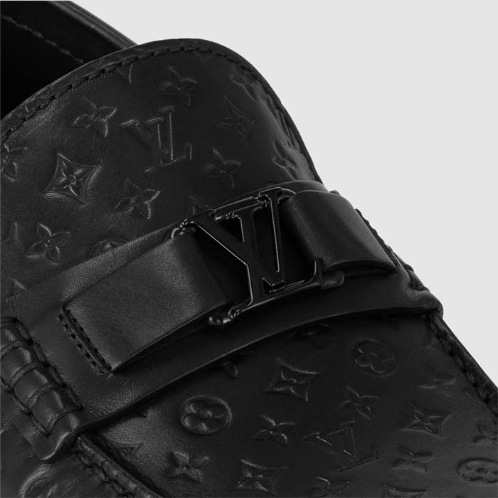 Louis Vuitton LV Men Hockenheim Moccasin Black Mini Monogram Calf Leather 1ABM4Z