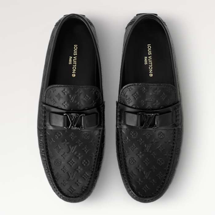 Louis Vuitton LV Men Hockenheim Moccasin Black Mini Monogram Calf Leather 1ABM4Z