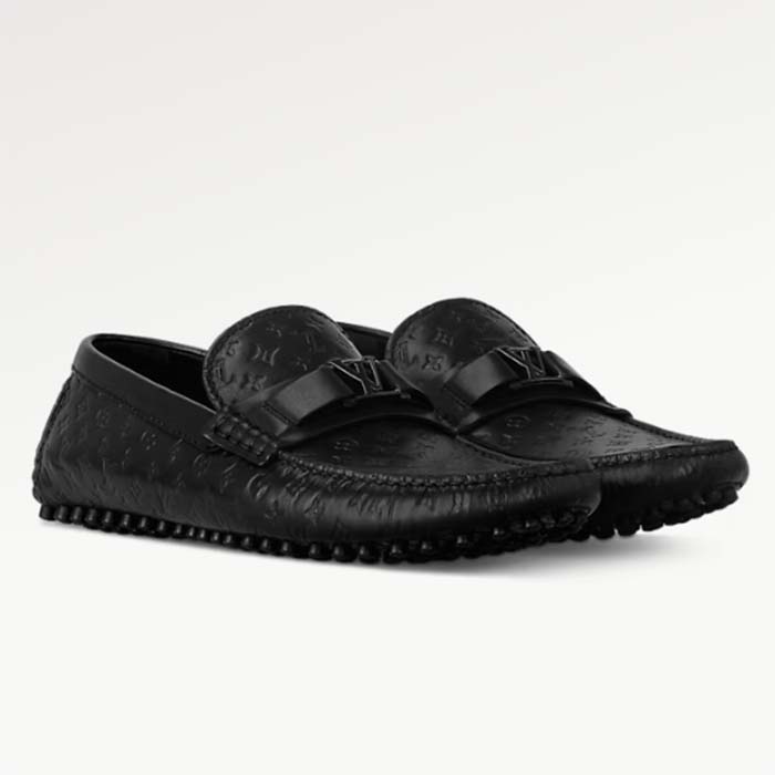 Louis Vuitton LV Men Hockenheim Moccasin Black Mini Monogram Calf Leather 1ABM4Z