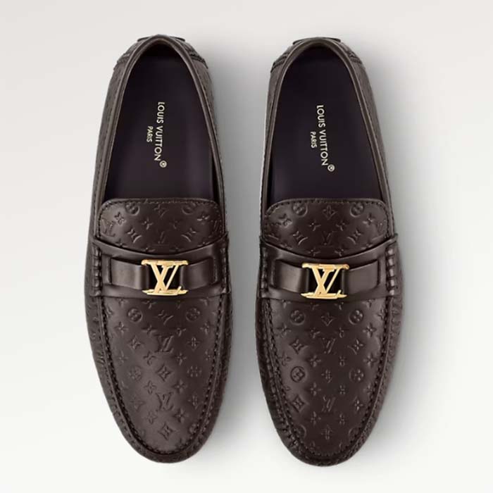 Louis Vuitton LV Men Hockenheim Moccasin Moka Brown Mini Monogram Calf Leather 1ABM5X