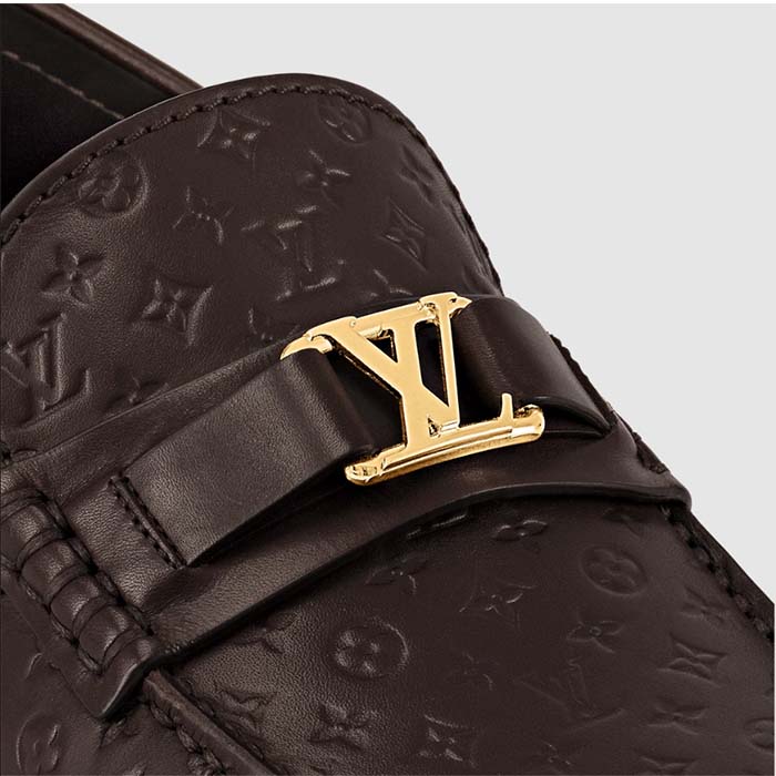 Louis Vuitton LV Men Hockenheim Moccasin Moka Brown Mini Monogram Calf Leather 1ABM5X