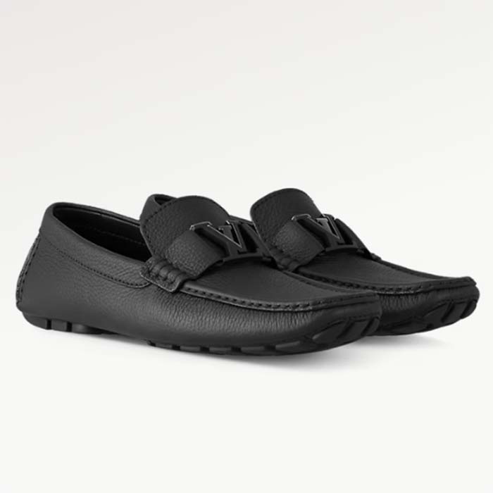 Louis Vuitton LV Men Monte Carlo Mocassin Black Grained Calf Leather 1AC543