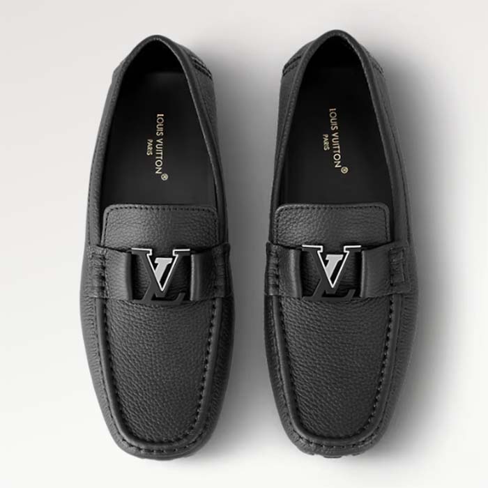 Louis Vuitton LV Men Monte Carlo Mocassin Black Grained Calf Leather 1AC543