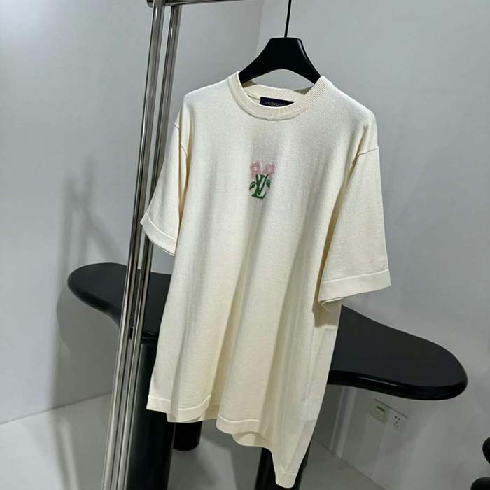 Louis Vuitton LV Women Short-Sleeved Cotton Knitted Crewneck Regular Fit 1AFRDI