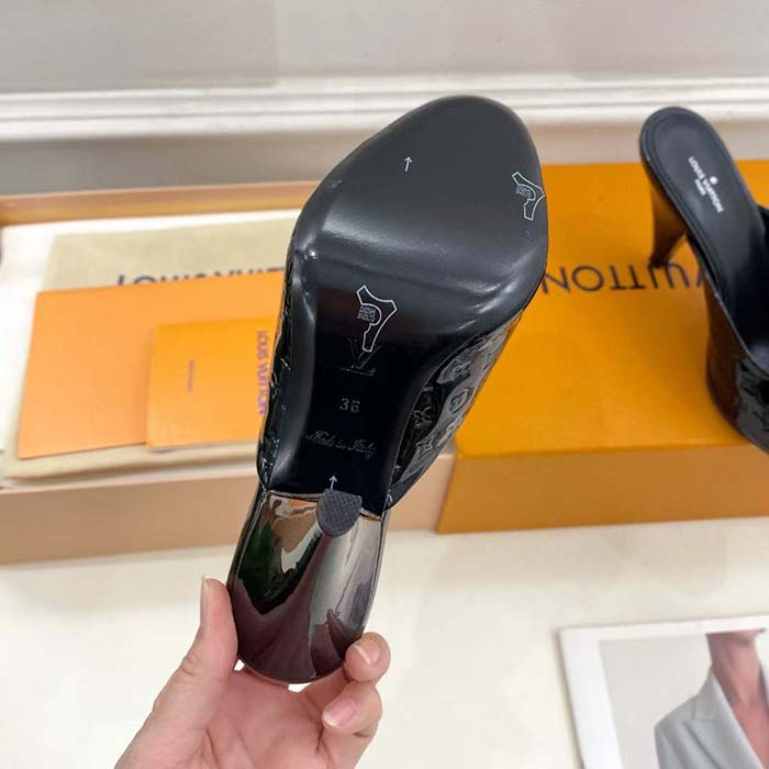Louis Vuitton LV Women Super Mule Orange Monogram Patent Calf Leather 1ACJ7J