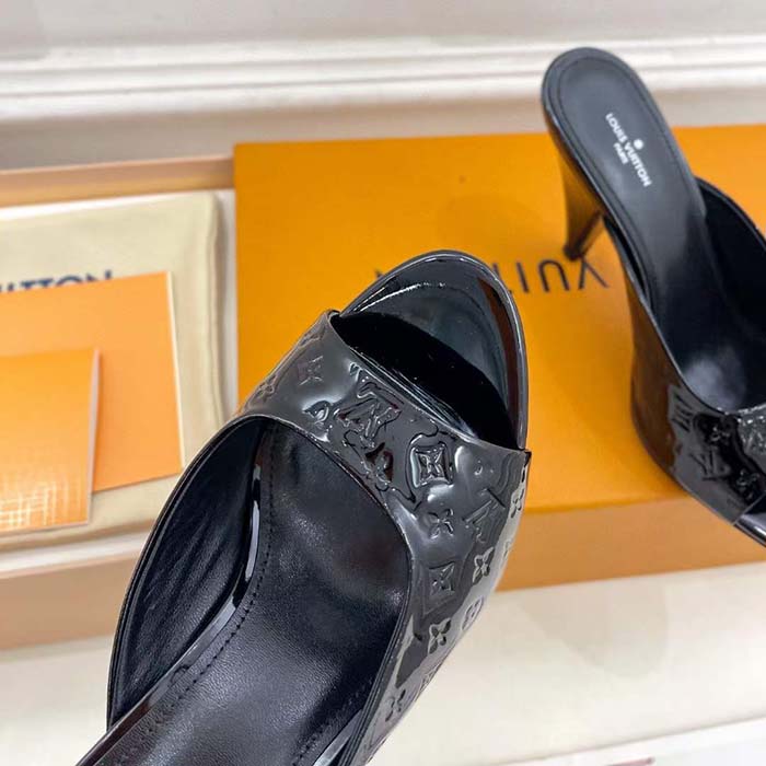 Louis Vuitton LV Women Super Mule Orange Monogram Patent Calf Leather 1ACJ7J