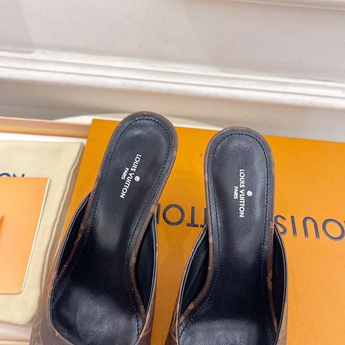 Louis Vuitton LV Women Super Mule Orange Monogram Patent Calf Leather 1ACJ7J