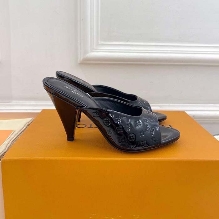 Louis Vuitton LV Women Super Mule Orange Monogram Patent Calf Leather 1ACJ7J