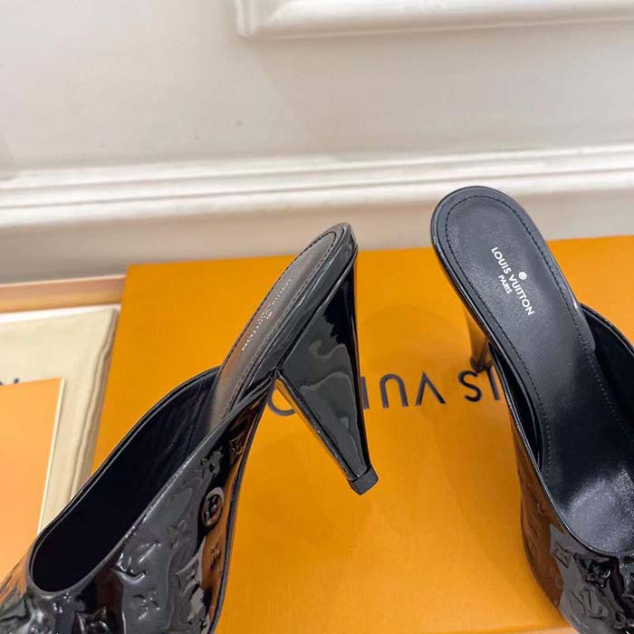 Louis Vuitton LV Women Super Mule Orange Monogram Patent Calf Leather 1ACJ7J