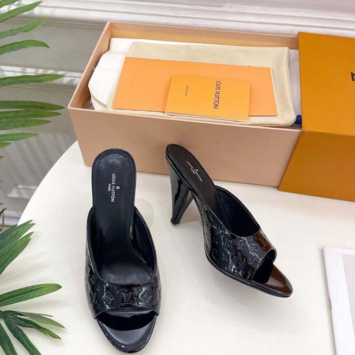 Louis Vuitton LV Women Super Mule Orange Monogram Patent Calf Leather 1ACJ7J