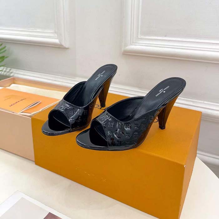 Louis Vuitton LV Women Super Mule Orange Monogram Patent Calf Leather 1ACJ7J