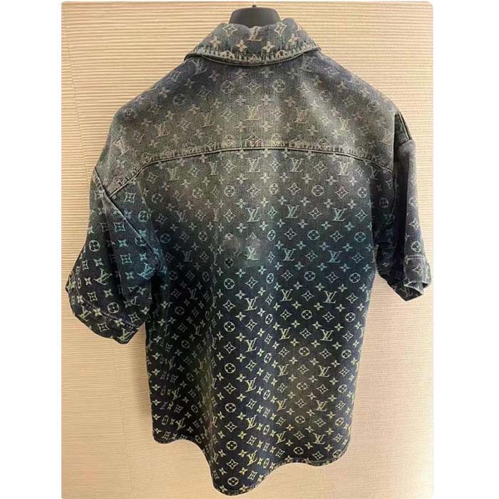 Louis Vuitton Men LV Rainbow Monogram Short-Sleeved Denim Shirt 1AB91W