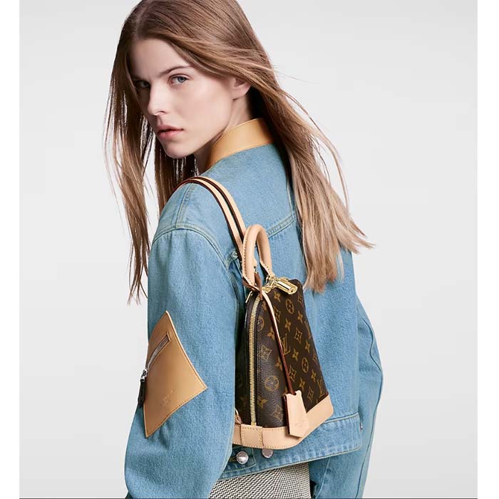 Louis Vuitton Unisex Alma Backpack Monogram Coated Canvas Cowhide Leather M47132