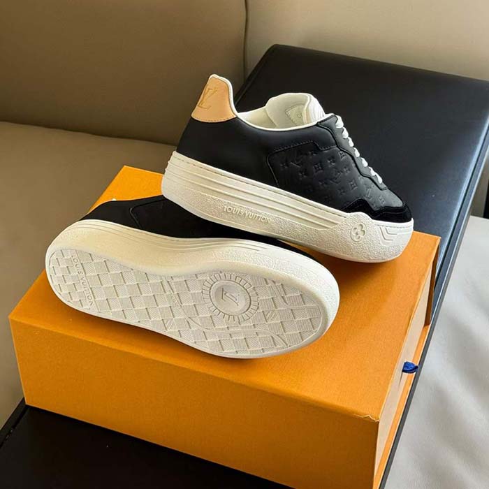 Louis Vuitton Unisex LV Groovy Platform Sneaker Black Monogram Calf Leather 1ACHH0