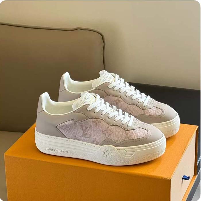 Louis Vuitton Unisex LV Groovy Sneaker Beige Patent Monogram Canvas 1ACSVV