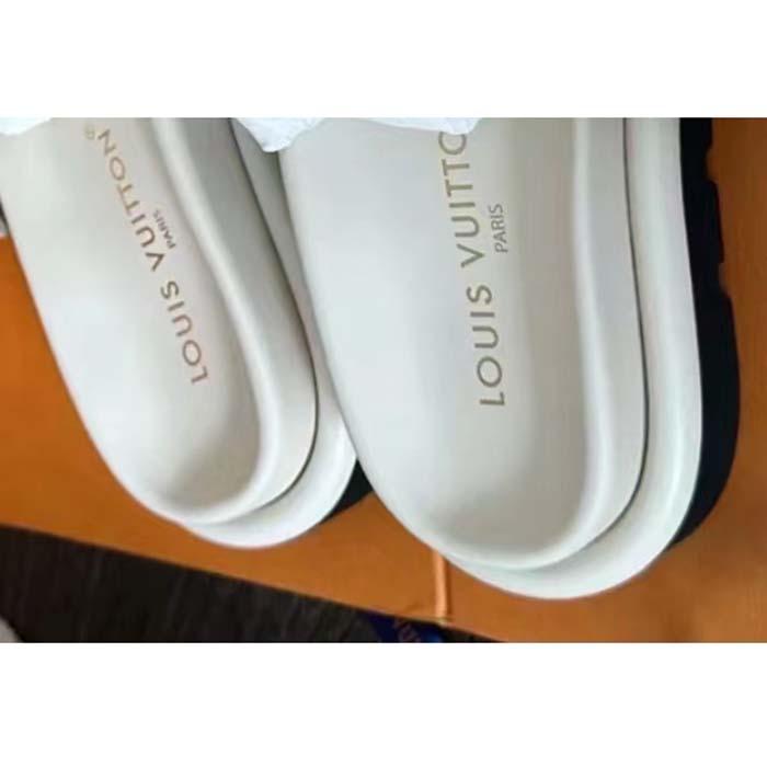 Louis Vuitton Unisex LV Pool Pillow Flat Comfort Mule Beige Monogram 1ACJZA